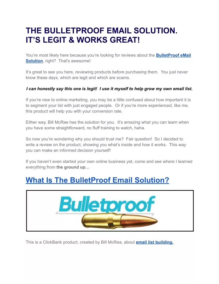 the bulletproof email solution it s legit works