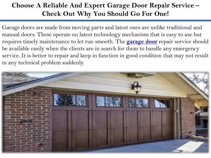 choose a reliable and expert garage door repair