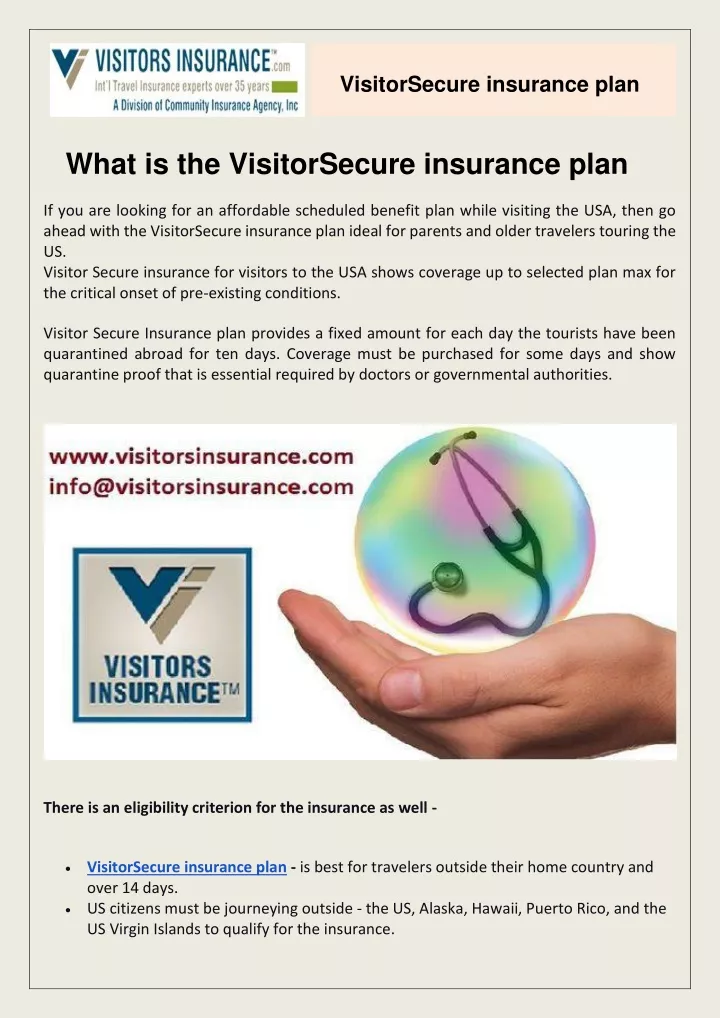 visitorsecure insurance plan