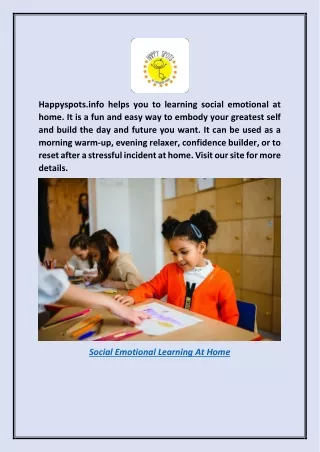 Social Emotional Learning at Home Happyspots.info