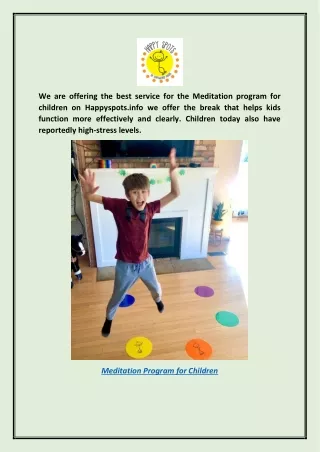 Meditation Program for Children Happyspots.info