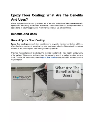 epoxy floor coating what are the benefits and uses