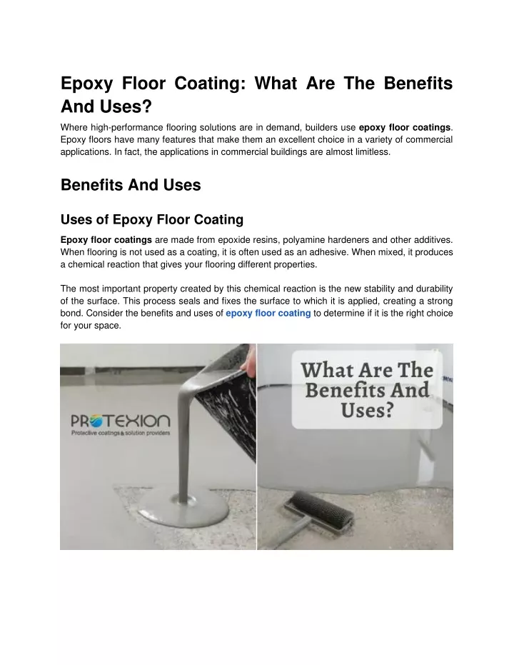 epoxy floor coating what are the benefits and uses