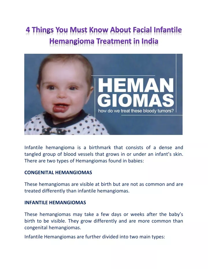 infantile hemangioma is a birthmark that consists