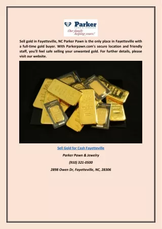 Sell Gold For Cash Fayetteville Parkerpawn.com