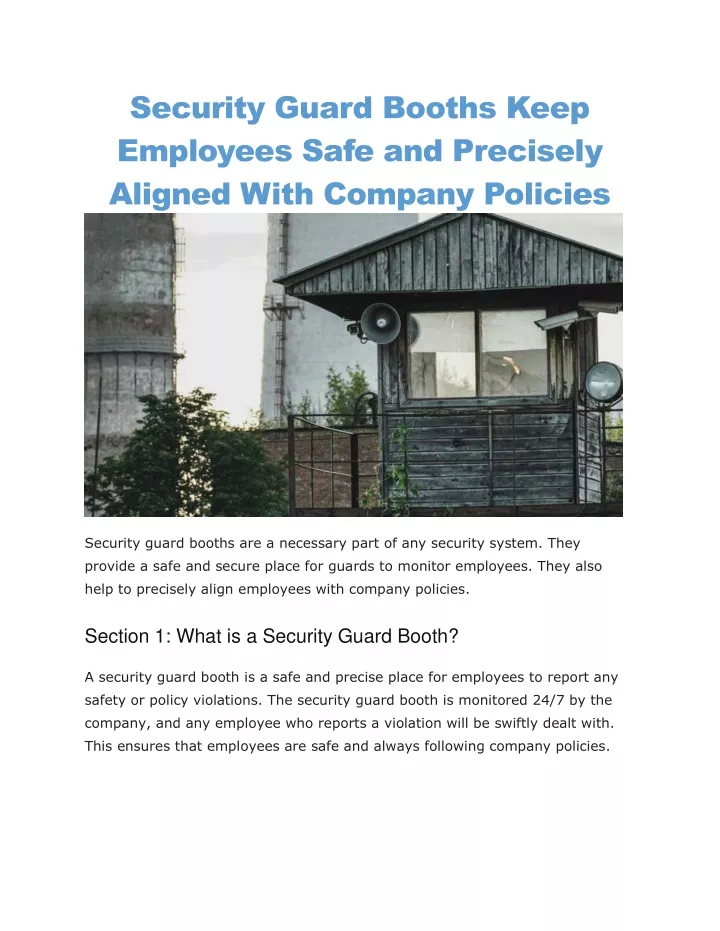 security guard booths keep employees safe