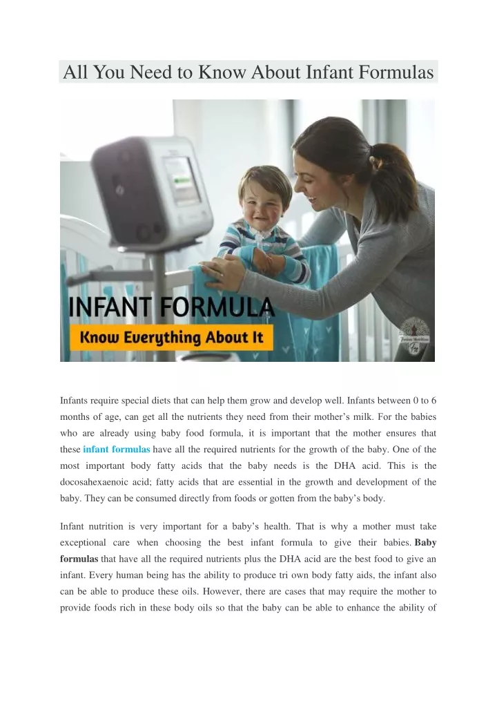 all you need to know about infant formulas