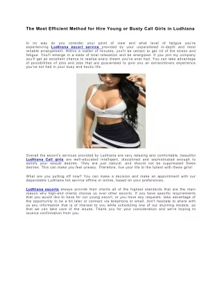 The Most Efficient Method for Hire Young or Busty Call Girls in Ludhiana