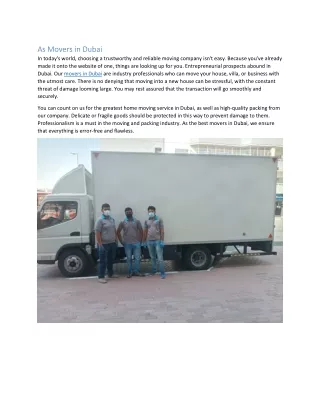 As Movers in Dubai