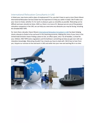 International Relocation Consultants in UAE