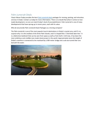 Palm Jumeriah Deals