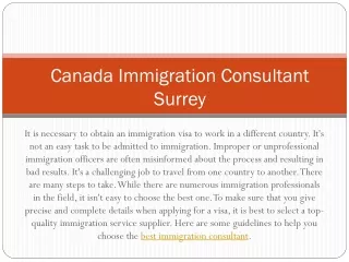 Canada Immigration Consultant Surrey