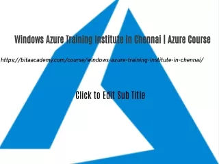 Windows Azure Training Institute in Chennai | Azure Course