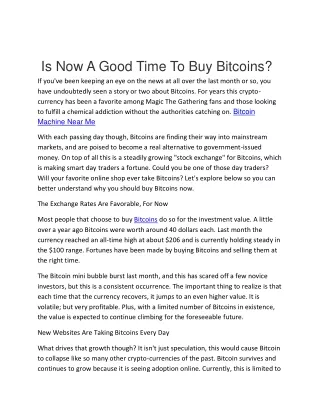 is now a good time to buy bitcoins