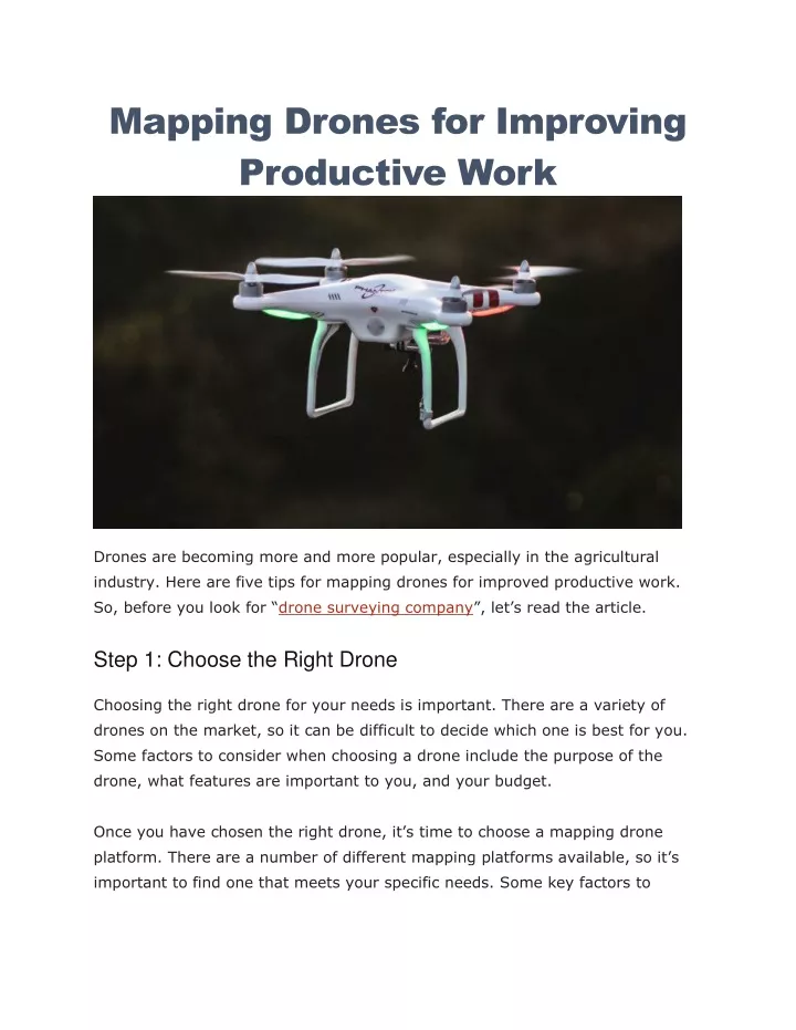 mapping drones for improving productive work