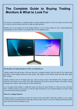 the complete guide to buying trading monitors