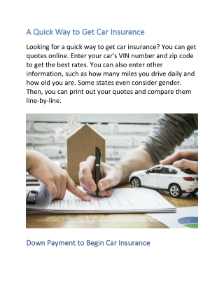 A Quick Way to Get Car Insurance
