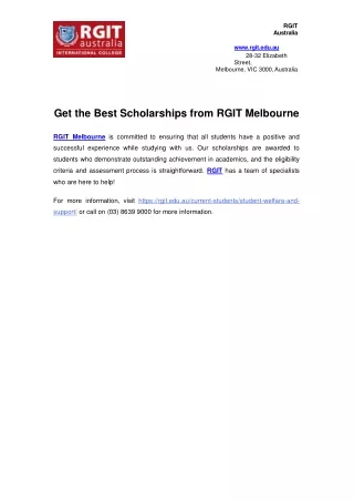 Get the Best Scholarships from RGIT Melbourne