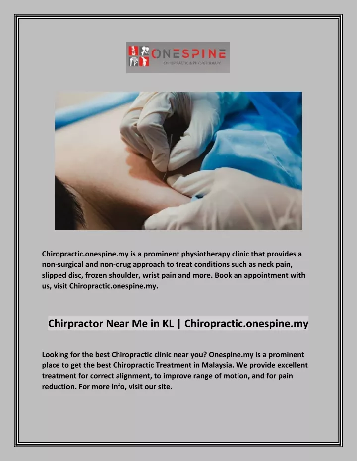 chiropractic onespine my is a prominent