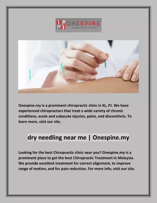 onespine my is a prominent chiropractic clinic