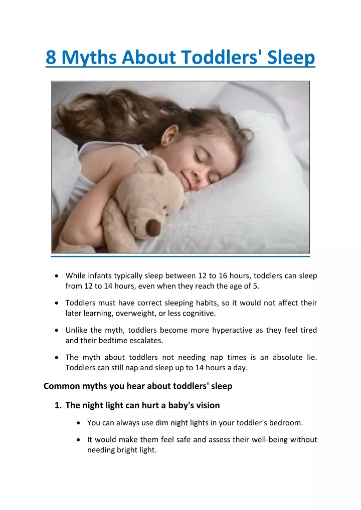 8 myths about toddlers sleep
