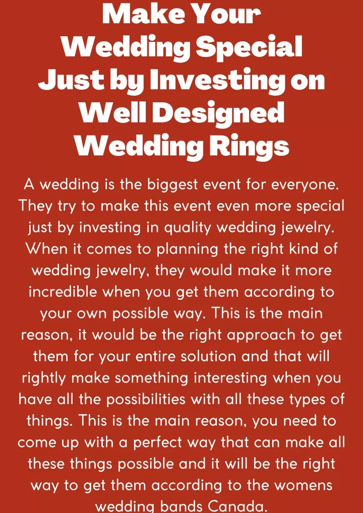 make your wedding special just by investing