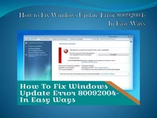 Windows Update Error Code 80092004: Resolve in Simple Ways - Pre Pc Solution