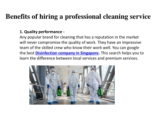 Benefits of hiring a professional cleaning service