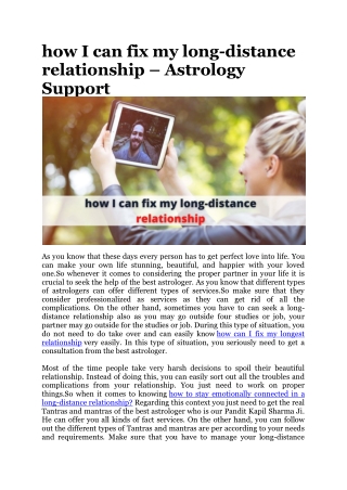 how i can fix my long distance relationship