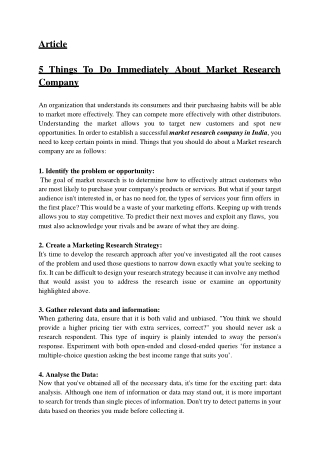 5 things to do immediately about Market research company-PPT