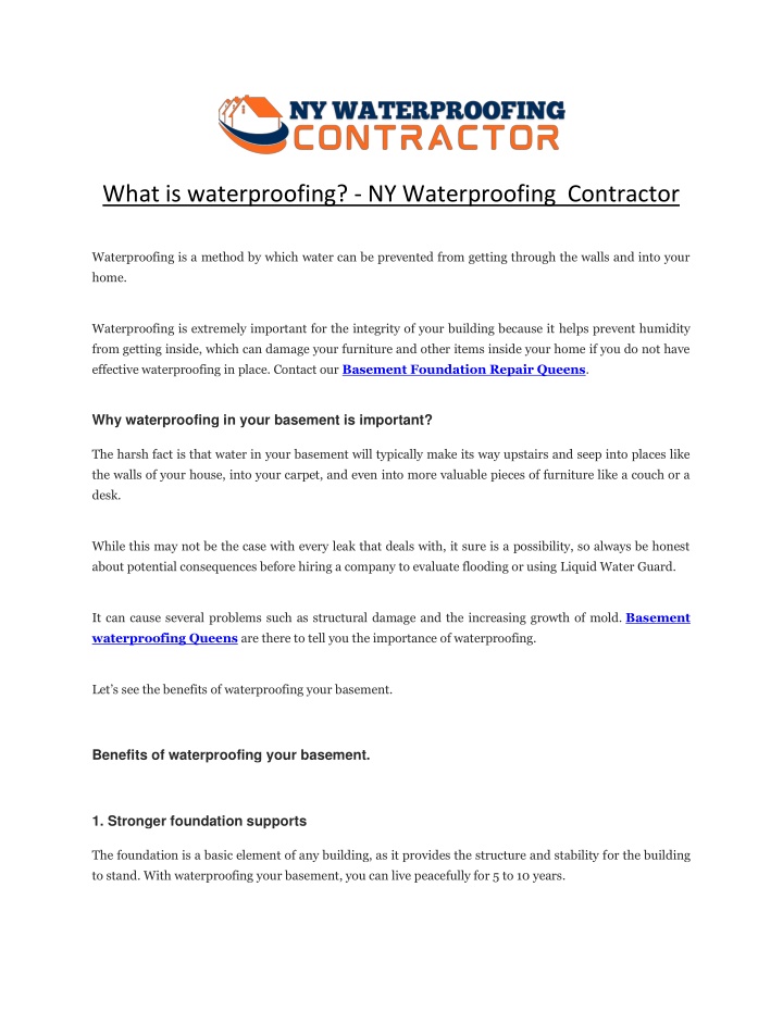 PPT - What is waterproofing NY Waterproofing Contractor PowerPoint ...