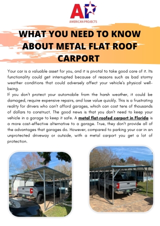 What You Need to Know About Metal Flat Roof Carport