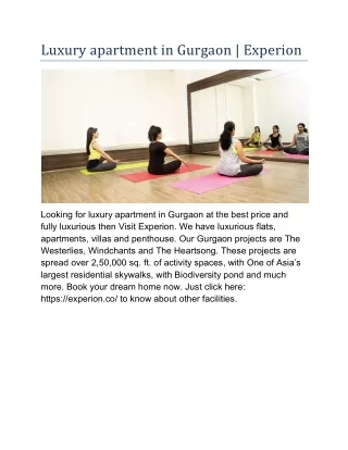 luxury apartment in gurgaon experion