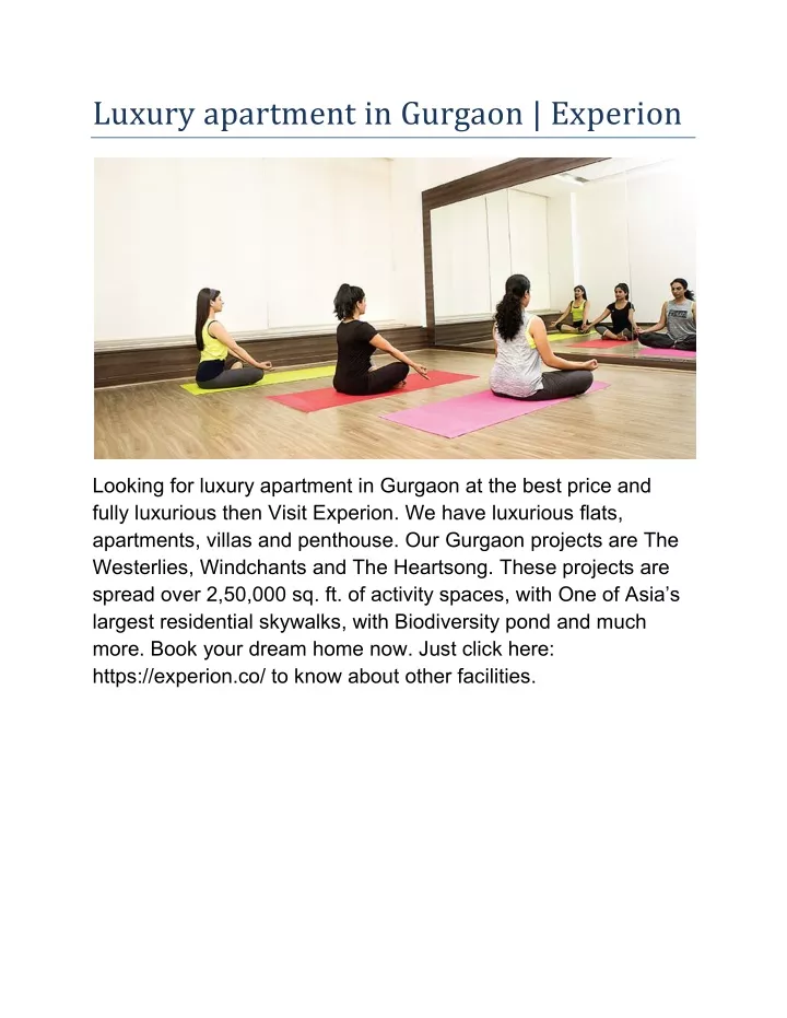 luxury apartment in gurgaon experion