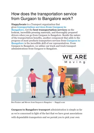 how does the transportation service from gurgaon