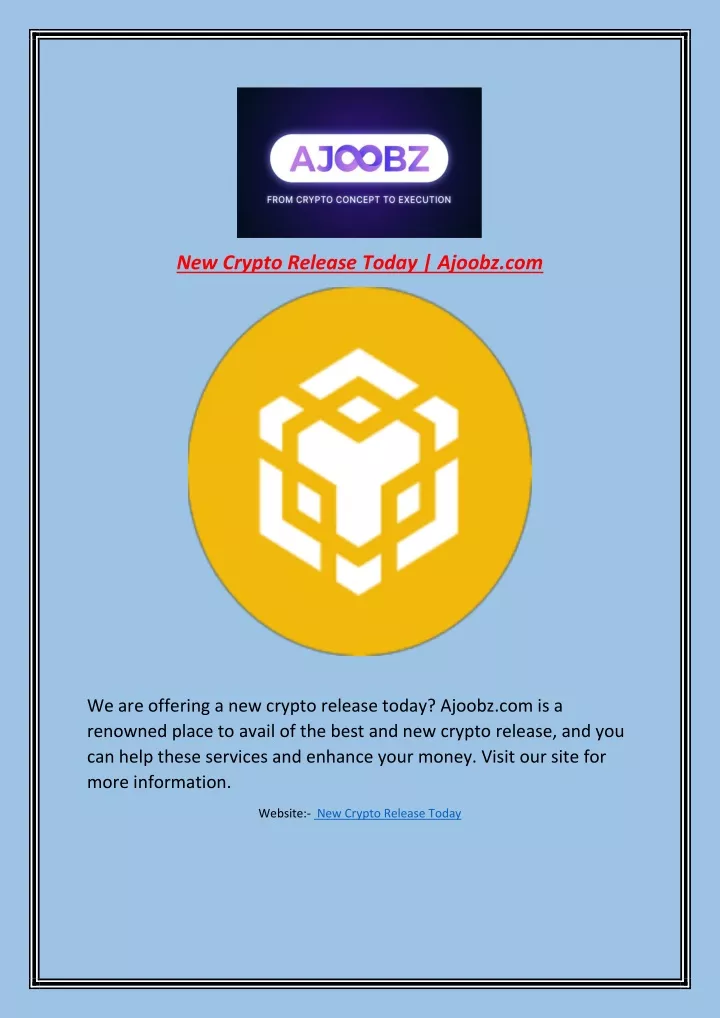 new crypto release today ajoobz com