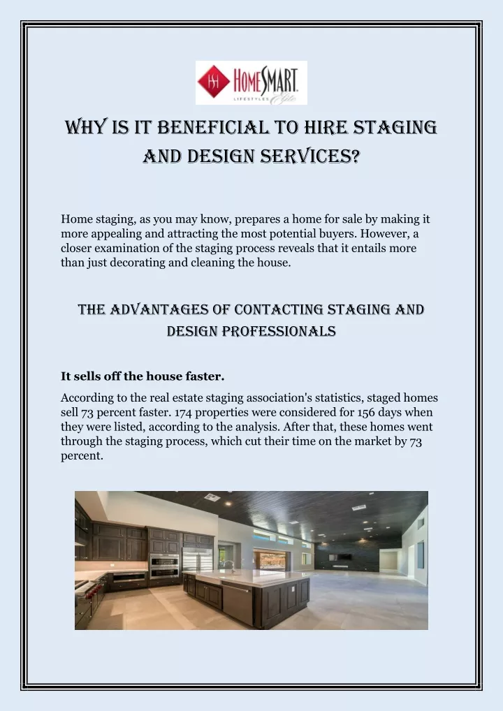 why is it beneficial to hire staging and design