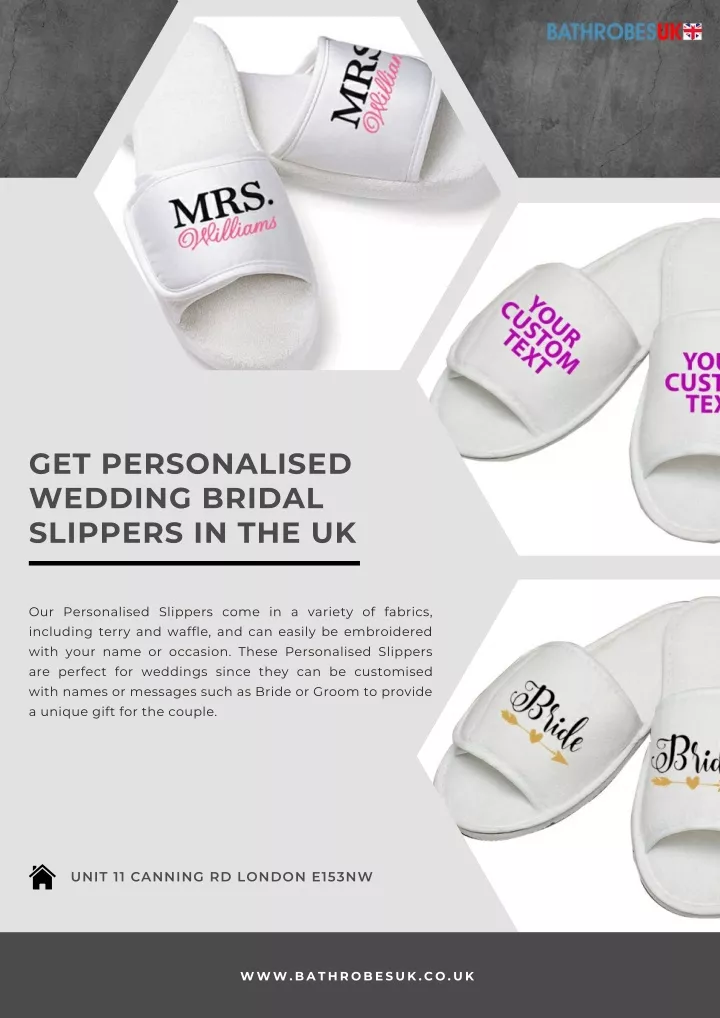get personalised wedding bridal slippers in the uk