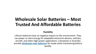 Wholesale Solar Batteries – Most Trusted And Affordable