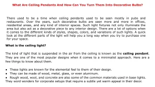 what are ceiling pendants and how can you turn