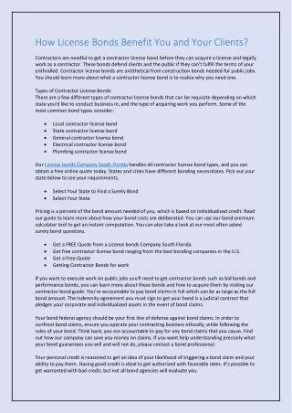 how license bonds benefit you and your clients