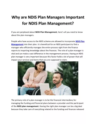 Why are NDIS Plan Managers Important for NDIS Plan Management?