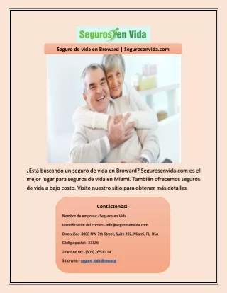 seguro de vida en broward segurosenvida com