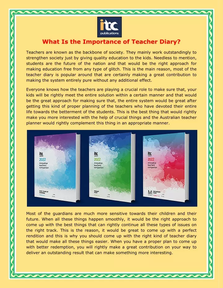 what is the importance of teacher diary