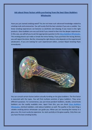 Ask about these factors while purchasing from the best Glass Bubblers Wholesaler