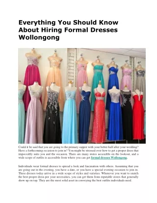 Everything You Should Know About Hiring Formal Dresses Wollongong