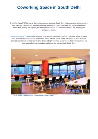 Coworking Space in South Delhi