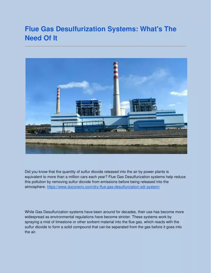 flue gas desulfurization systems what s the need