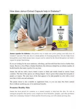 how does jamun extract capsule help in diabetes