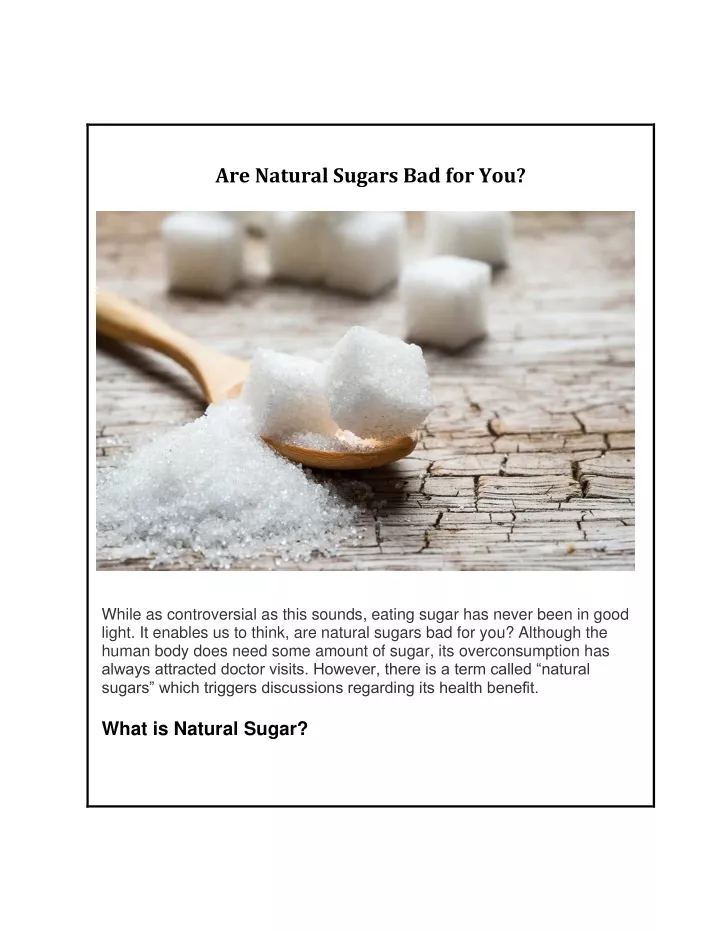 are natural sugars bad for you